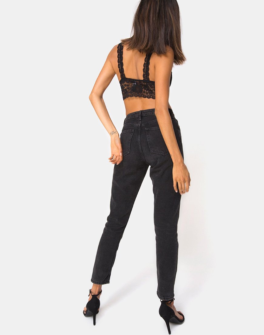 Image de Sejie Bralet Crop en dentelle Noir