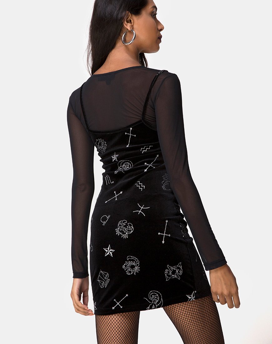 Robe Selah en velours noir à paillettes astro moyennes