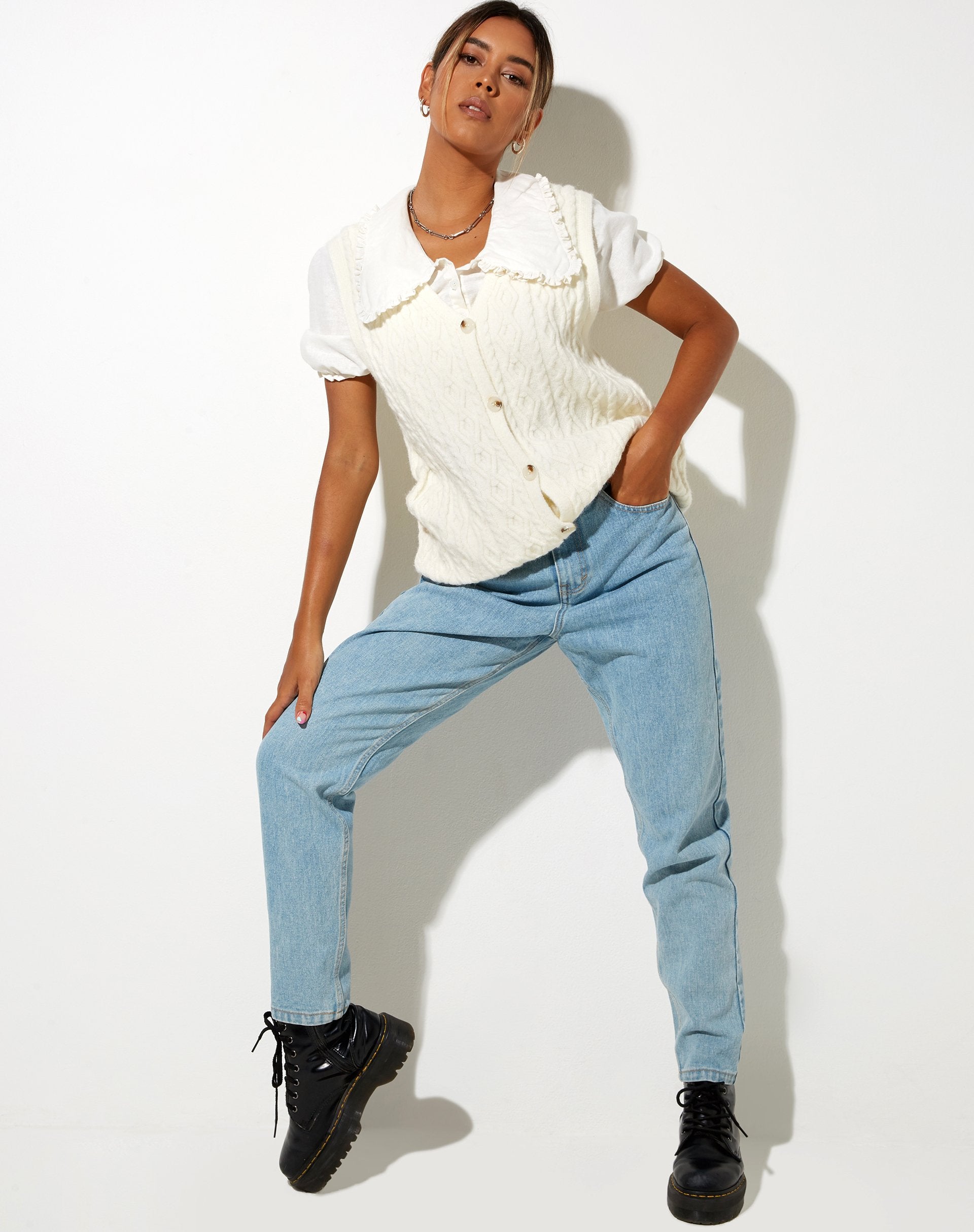 Image de Selvi Cardi en tricot Ivoire