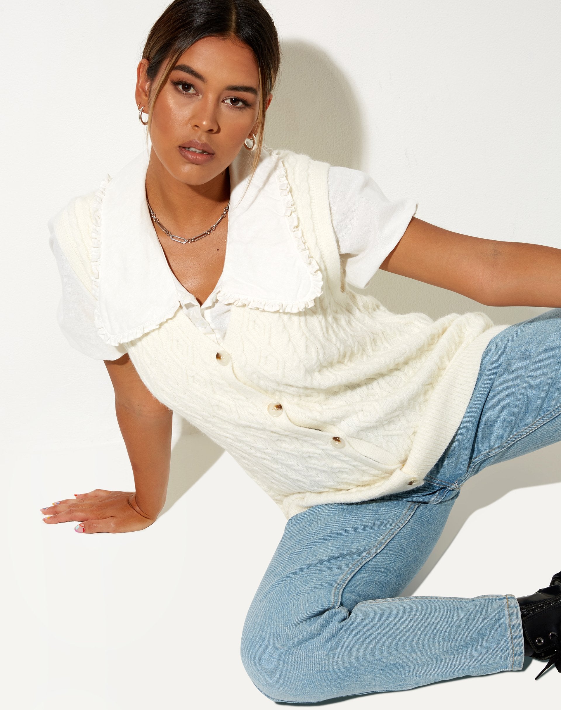 Image de Selvi Cardi en tricot Ivoire