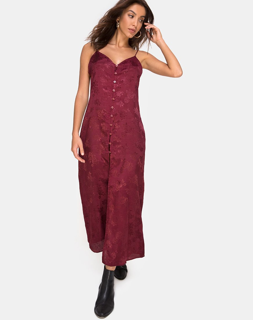 Image de la robe Senia en satin rose Bourgogne