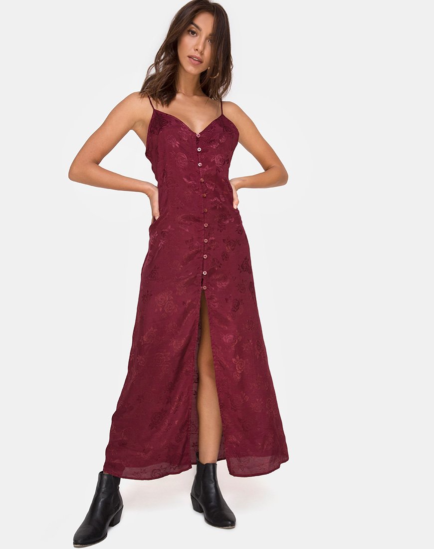 Image de la robe Senia en satin rose Bourgogne