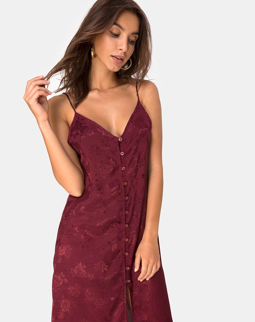 Image de la robe Senia en satin rose Bourgogne