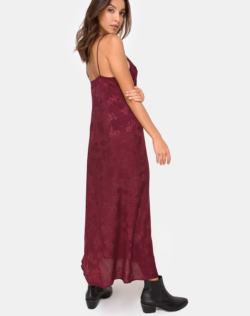 Image de la robe Senia en satin rose Bourgogne