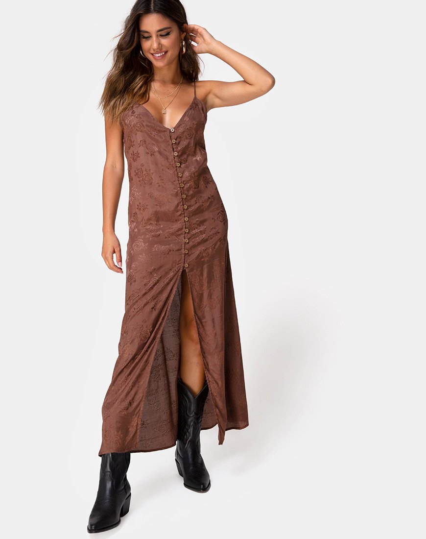 Image de la robe Senia en satin rose Chocolat