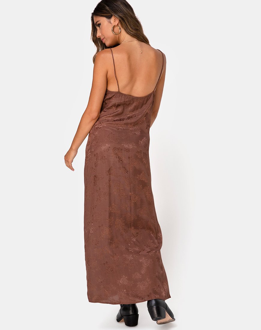 Image de la robe Senia en satin rose Chocolat