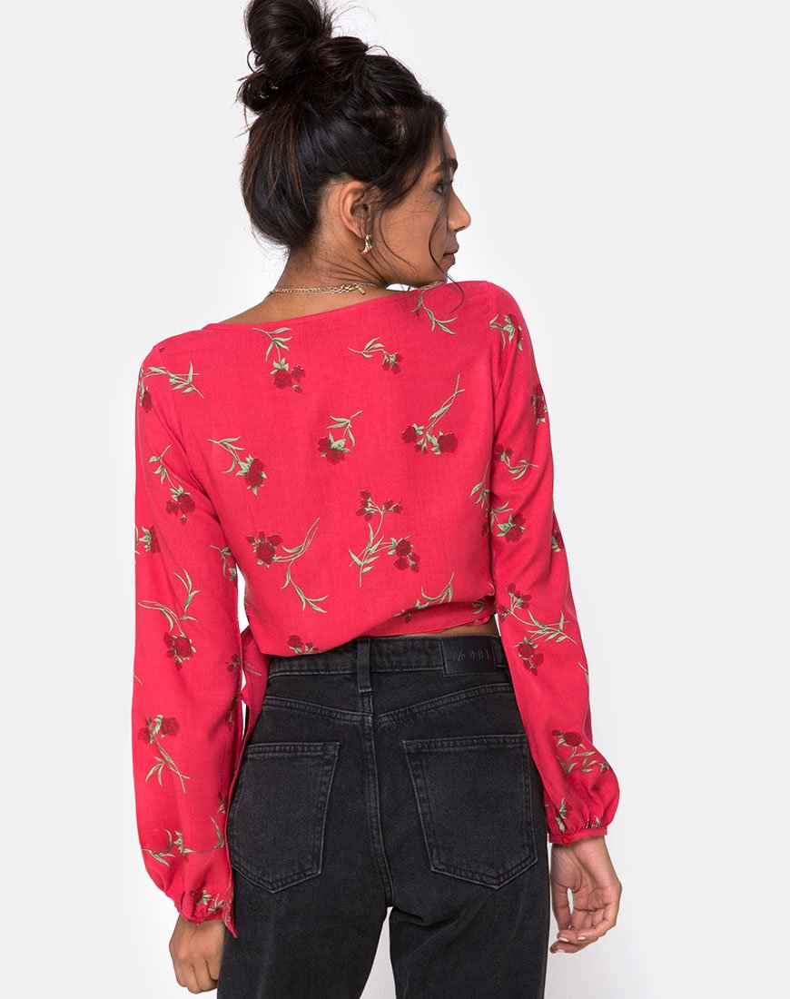 Image de Sepra Wrap Top in Rouge Rose Pink