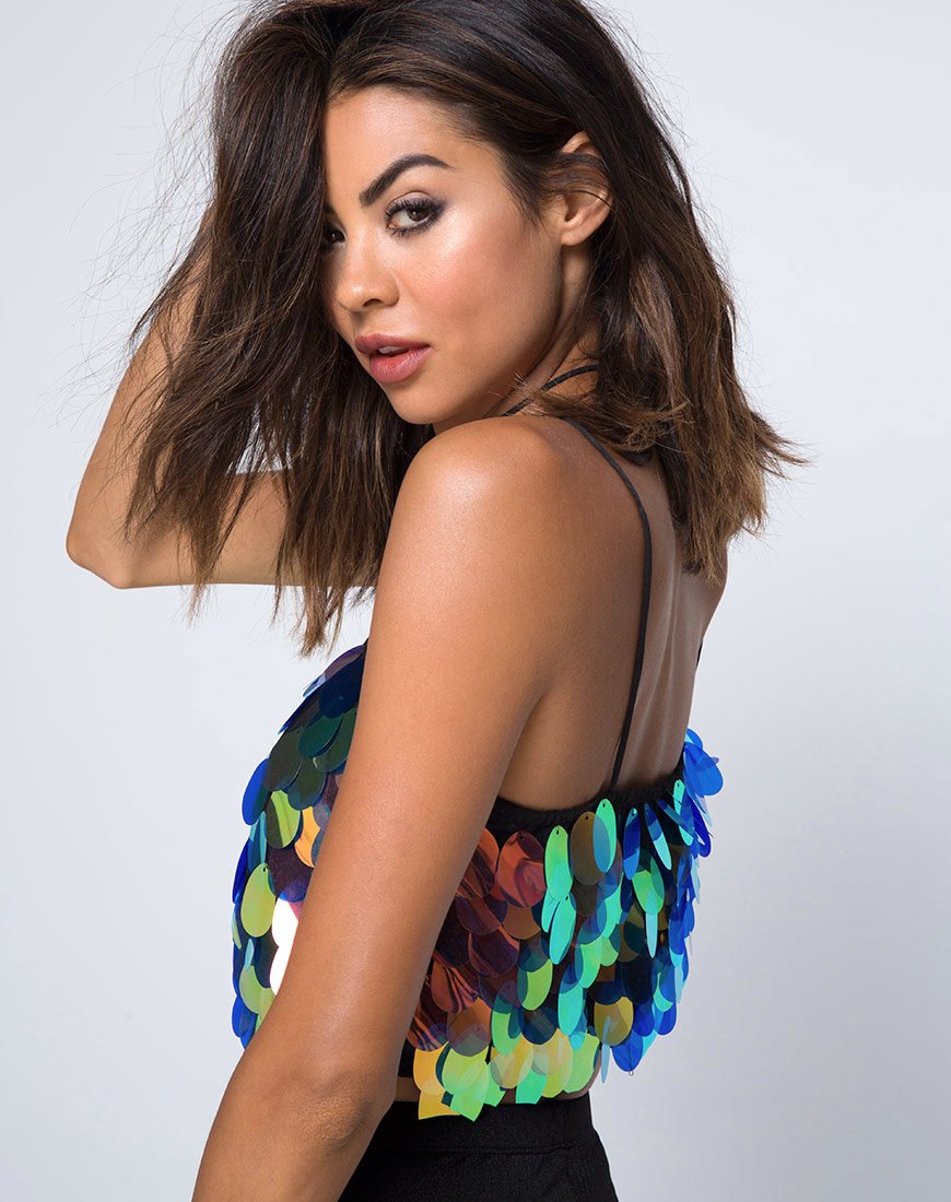 Image de marque Cadence Crop Top in Tear Drop Sequin Pink Oil