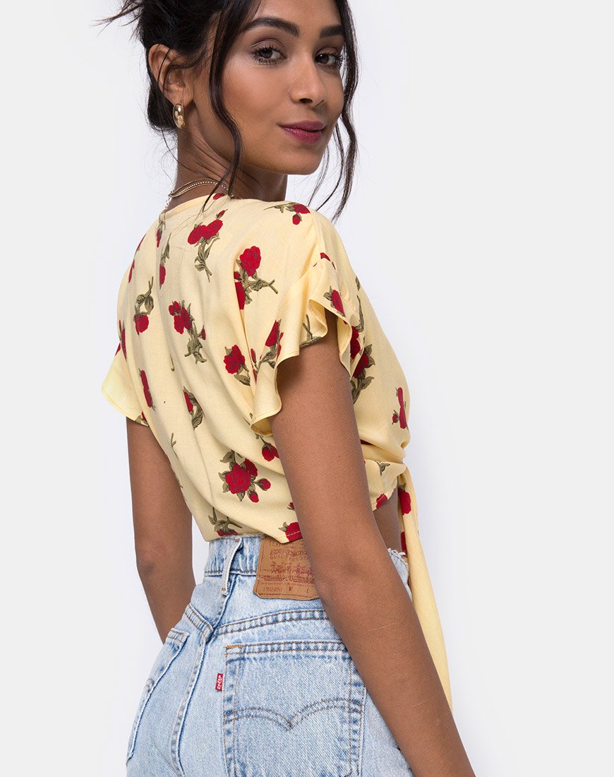 Image de Shae Crop Top in Falling Rose Yellow