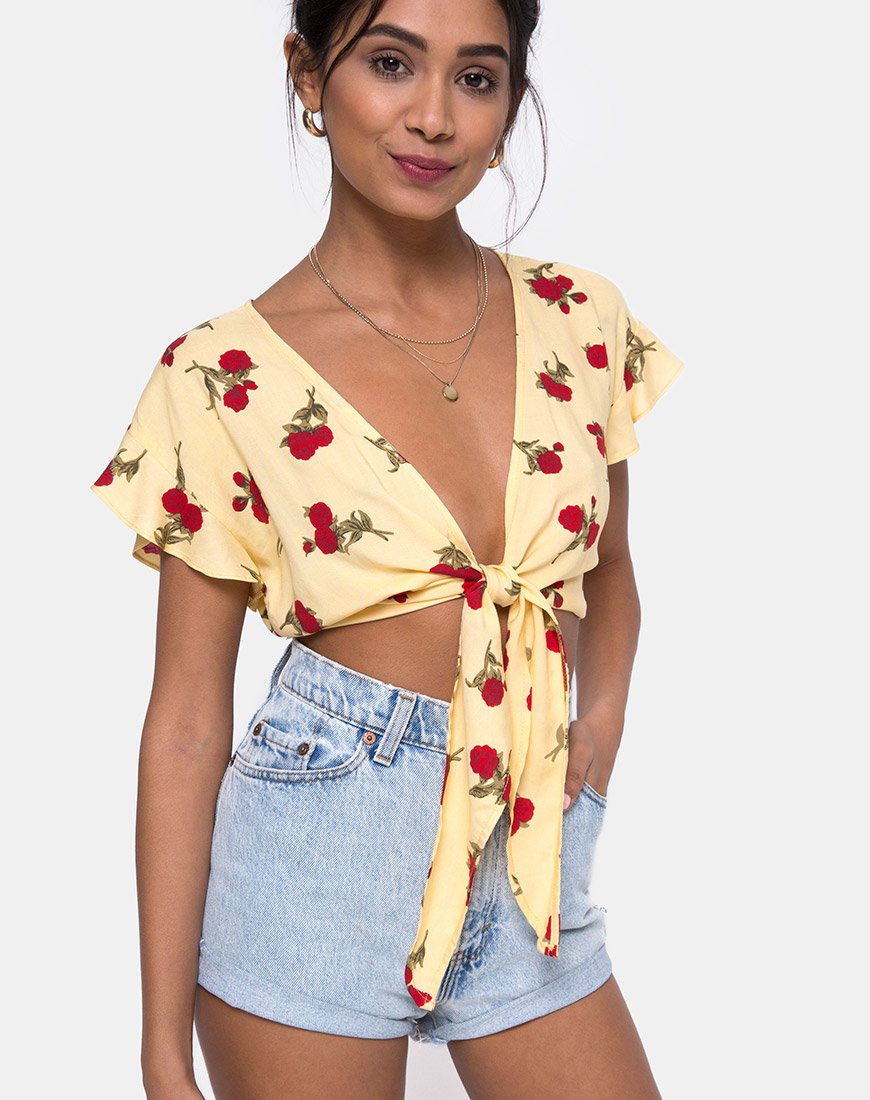 Image de Shae Crop Top in Falling Rose Yellow