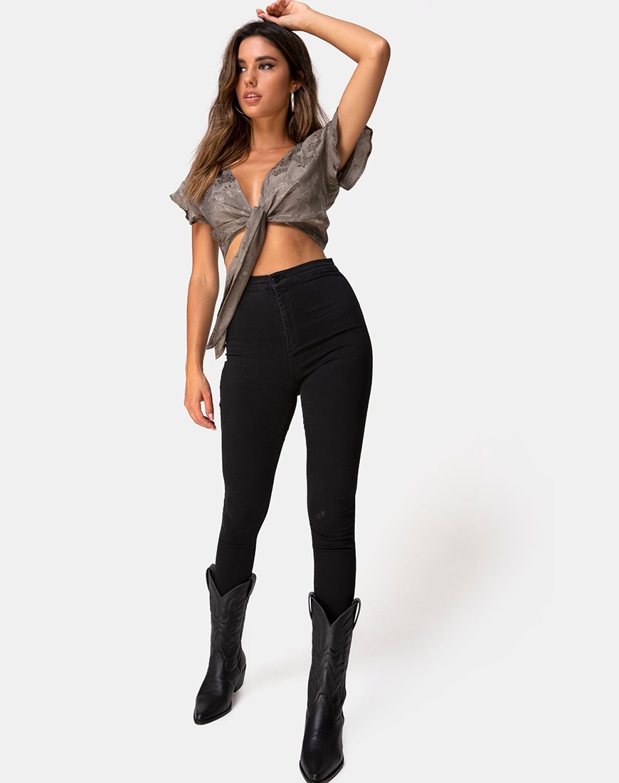 Image de Shae Crop Top en Satin Rose Silver Grey