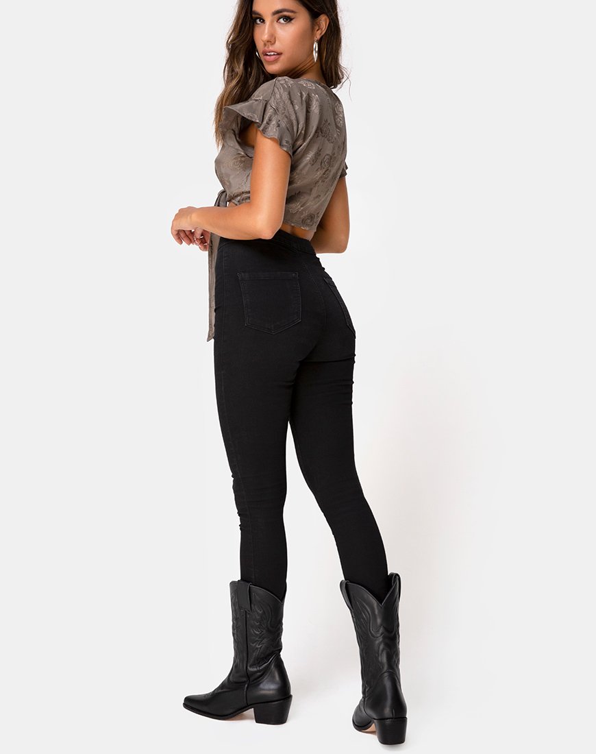 Image de Shae Crop Top en Satin Rose Silver Grey