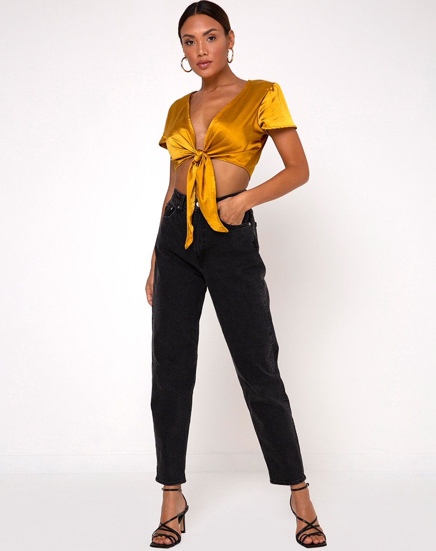 Image de Shaera Crop Top in Satin Turmeric
