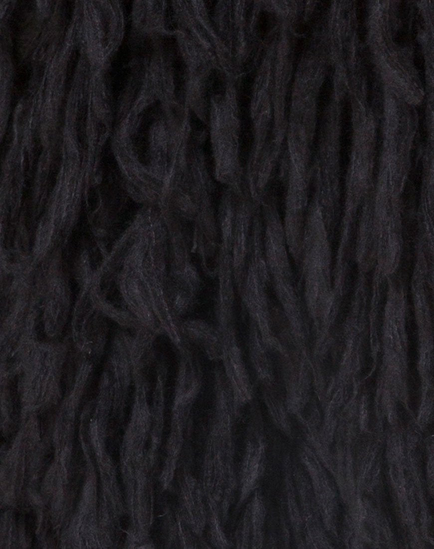 Image of Shaggy Knit Cardi in Moheir Black