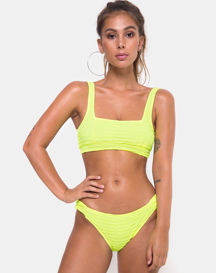 Image of Shani Bikini Bottom in 80s Crinkle Sour Lime