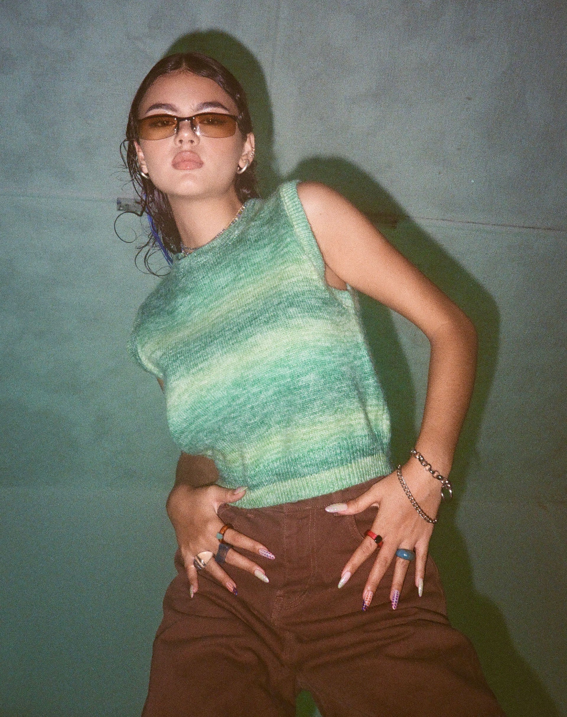 Image de MOTEL X OLIVIA NEILL Débardeur Shaya en tricot Vert