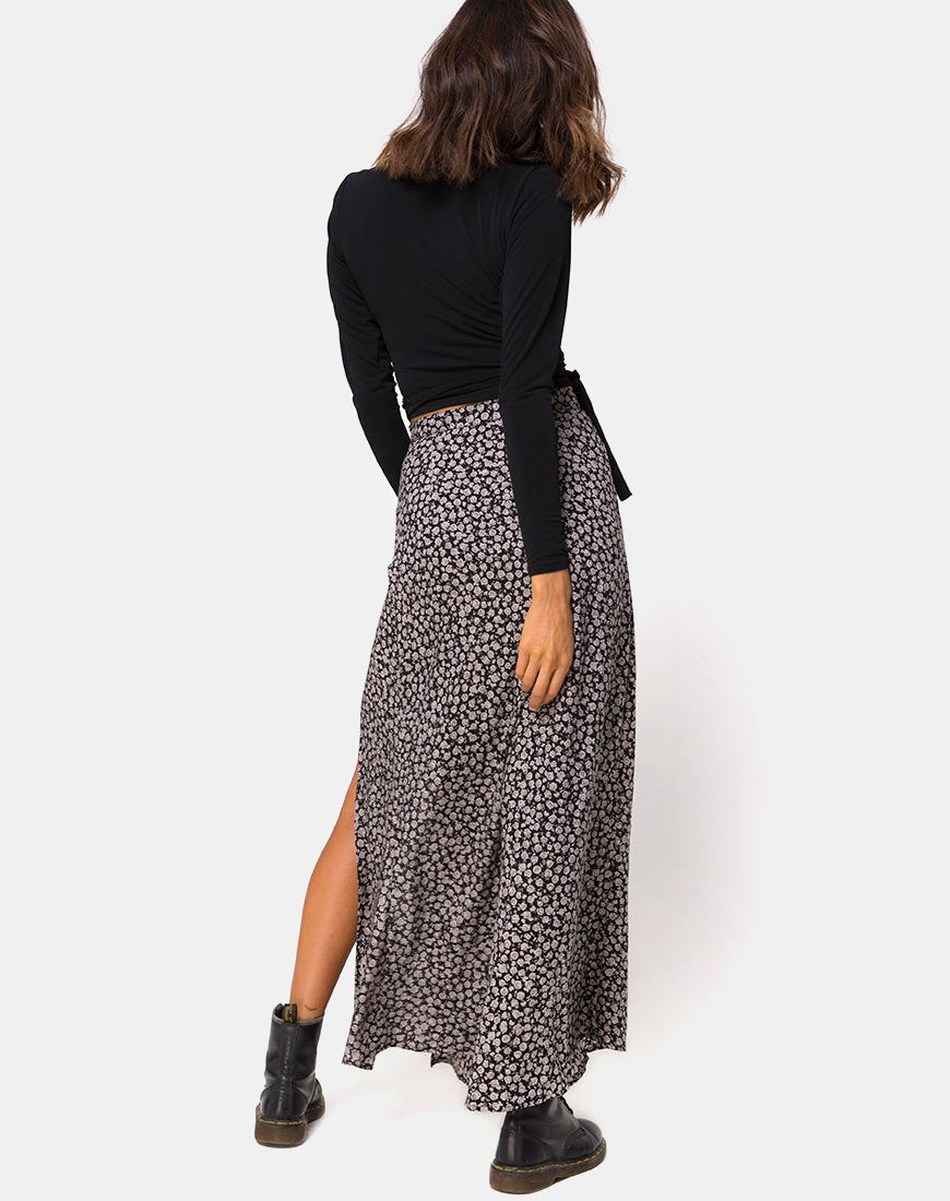 Image de la jupe longue Shayk, Ditsy Rose Black