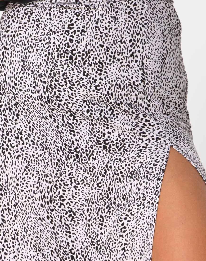 Image of Shayk Midi Skirt in Leo Spot Black and White