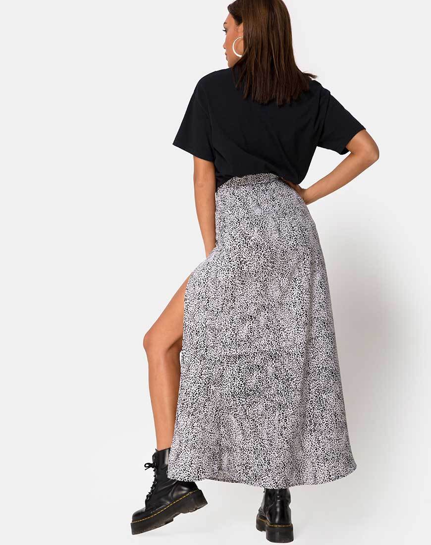 Jupe midi Shayk en Leo Spot noir et blanc