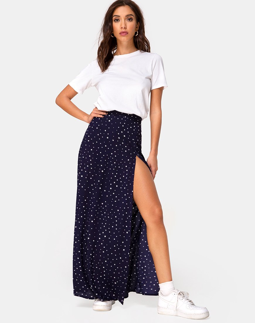 Image of Shayk Maxi Skirt in Starstruck Navy