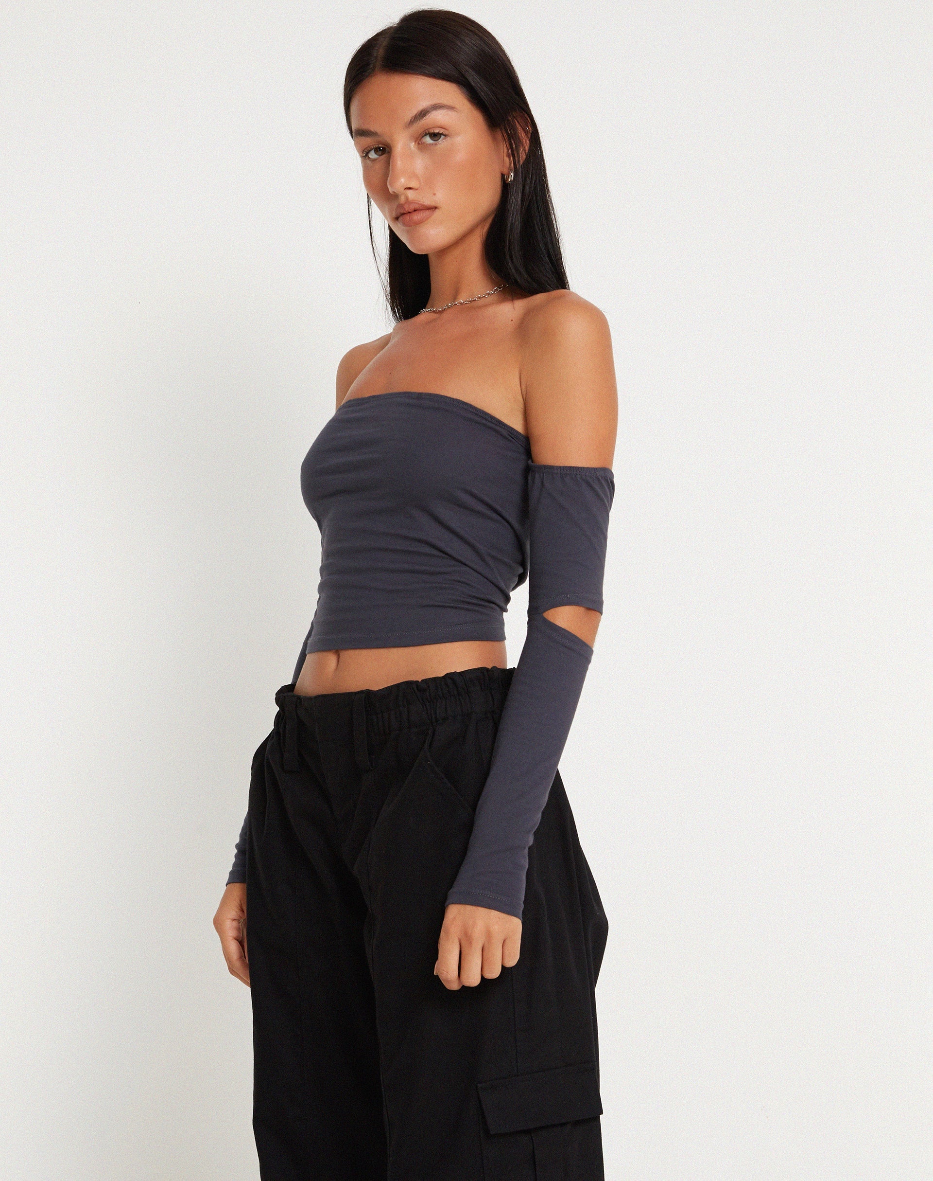 Image de Shelbo Bardot Crop Top in Ocean Storm
