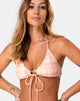 Image of Shell Bikini Top in Picnic Check Peach