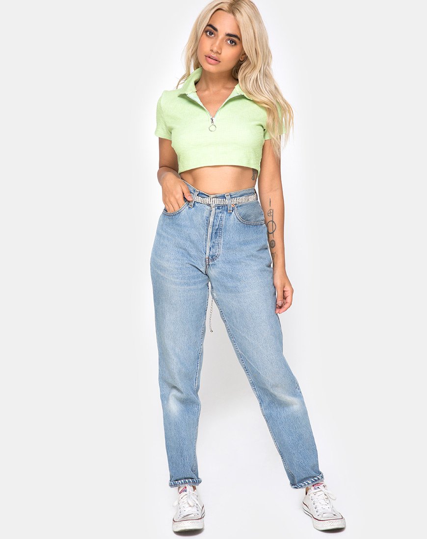 Image de Shen Crop Top in Rib Pastel Lime