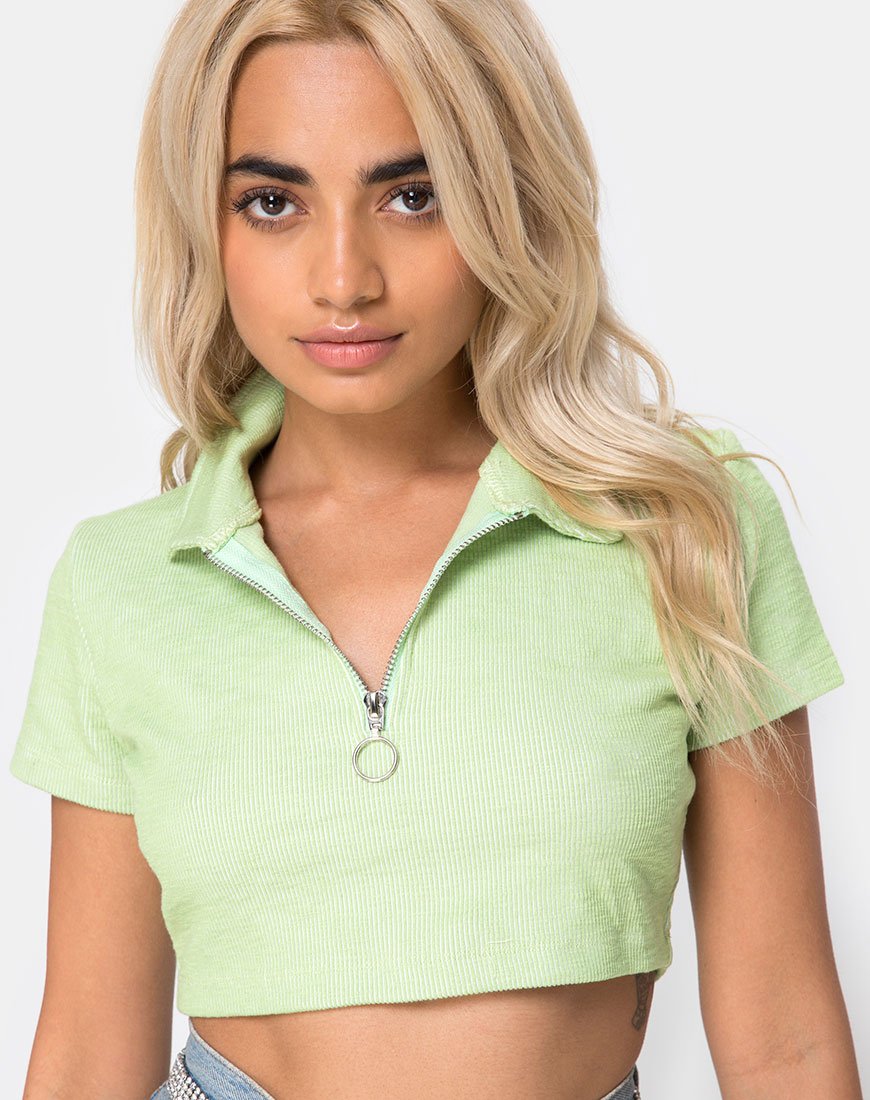 Image de Shen Crop Top in Rib Pastel Lime