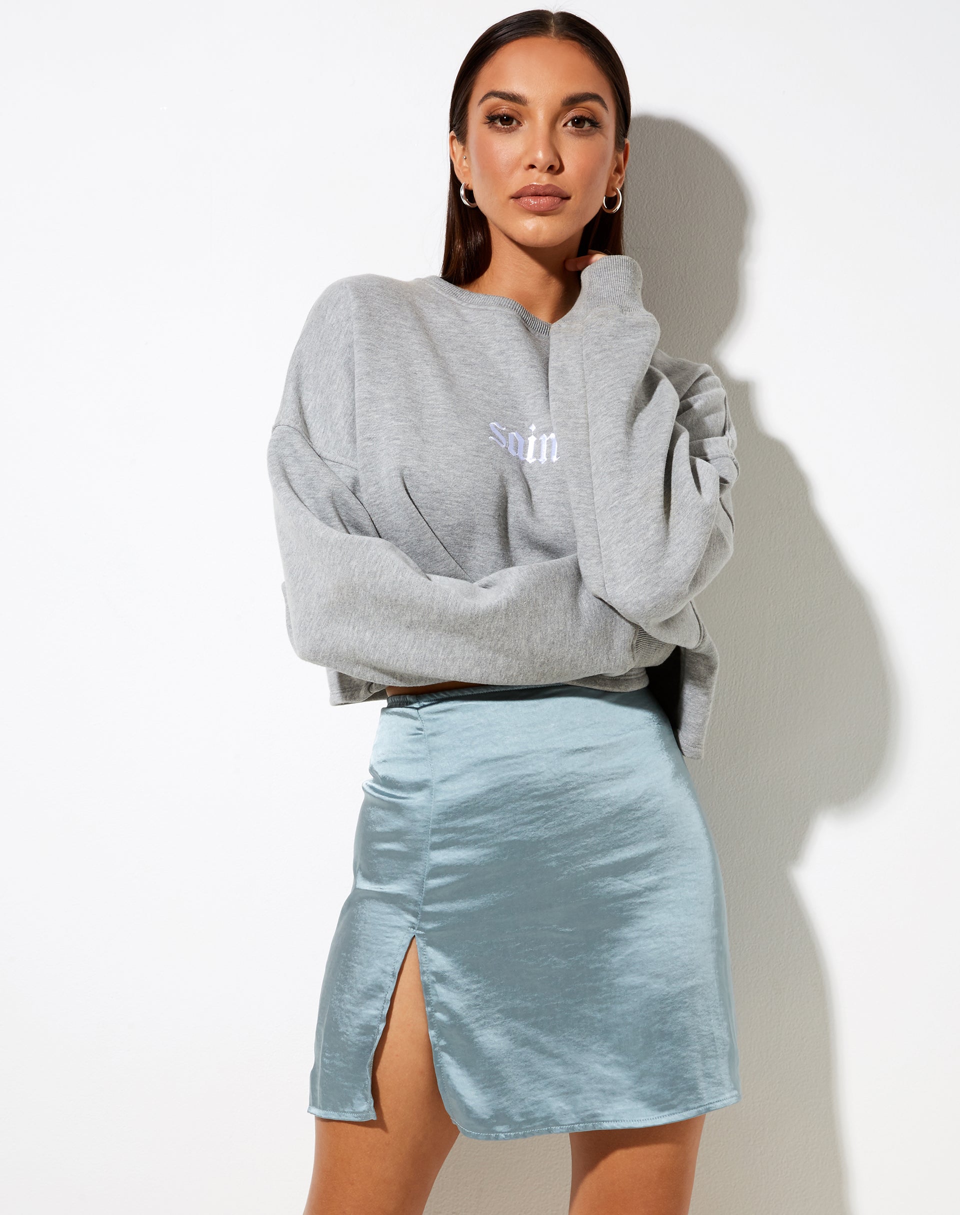 Image de la jupe SHENKA SATIN BLEU ARGENT#41