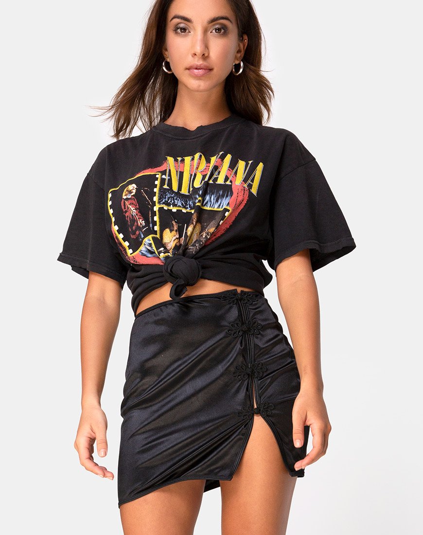 Minijupe Shena en satin noir