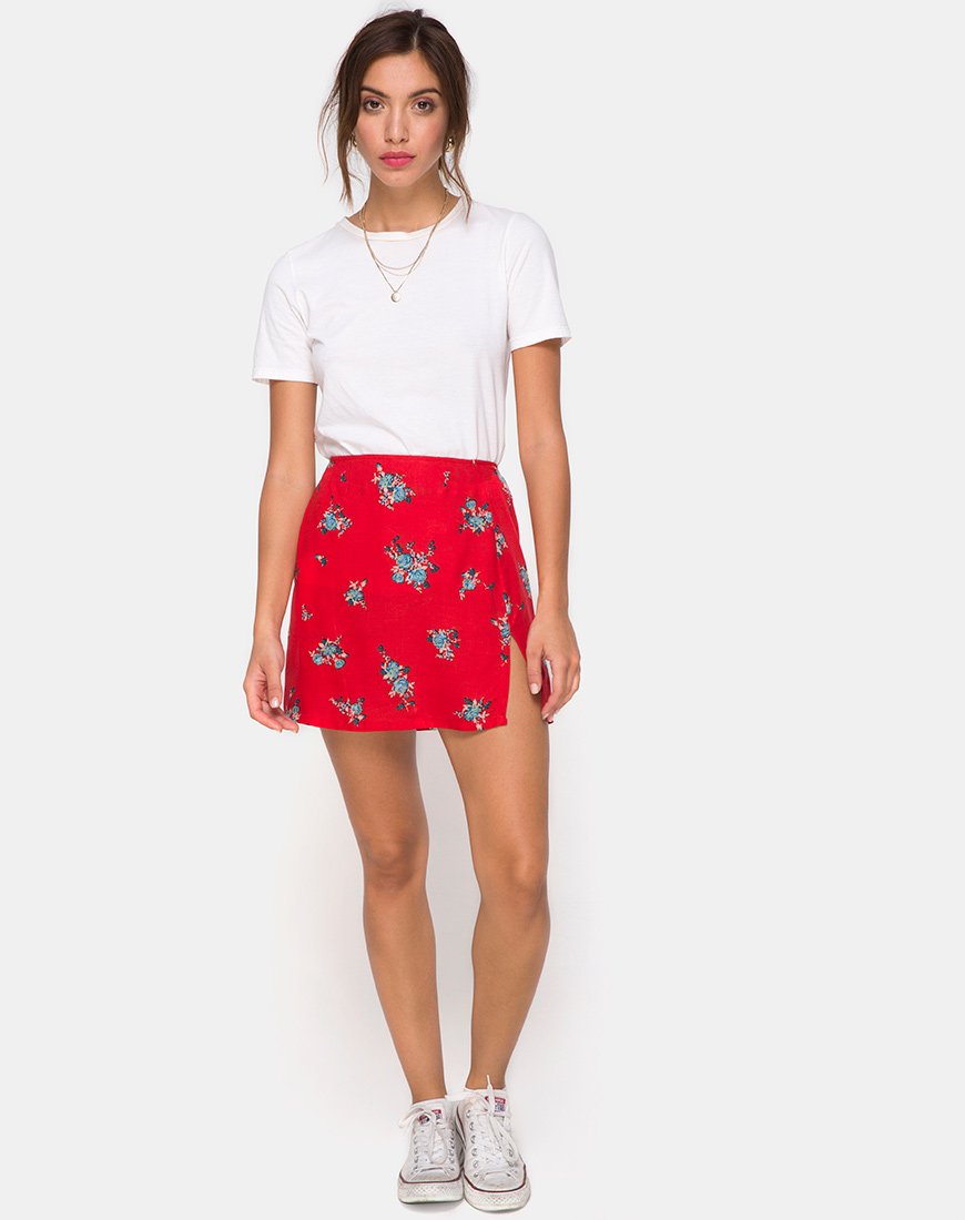 Image de la jupe Sheny en Soi Rose Rouge
