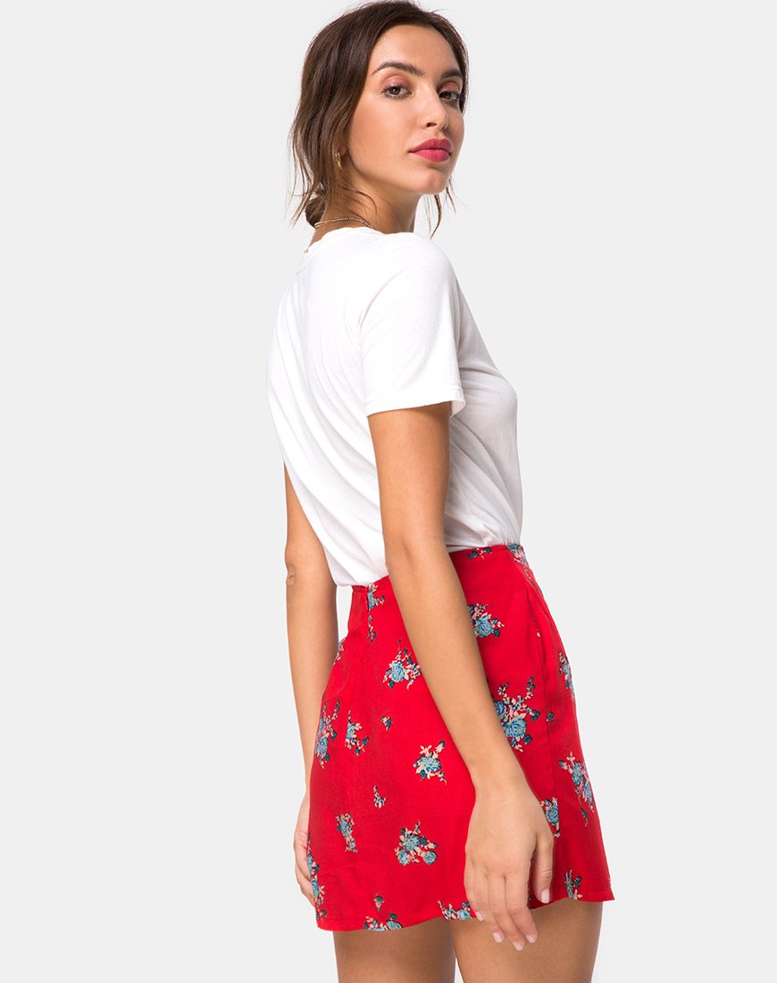Image de la jupe Sheny en Soi Rose Rouge