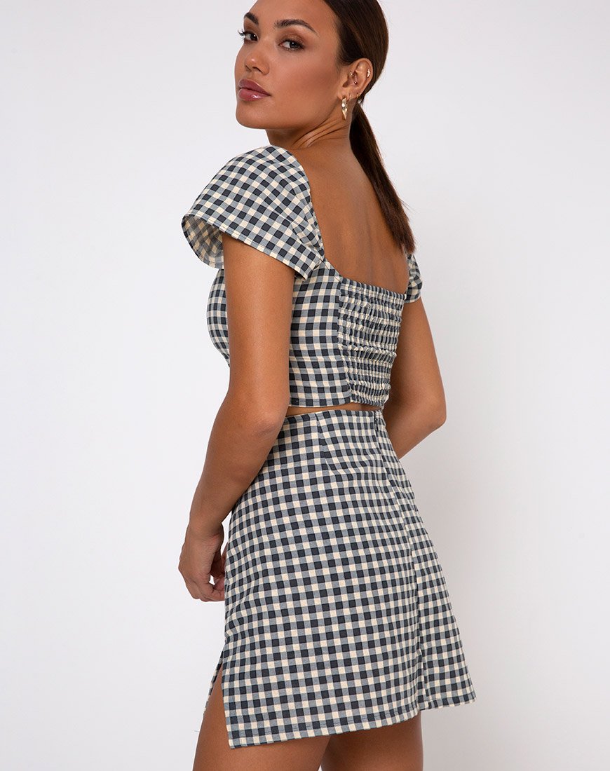 Image de la mini-jupe Sheny en vichy crème