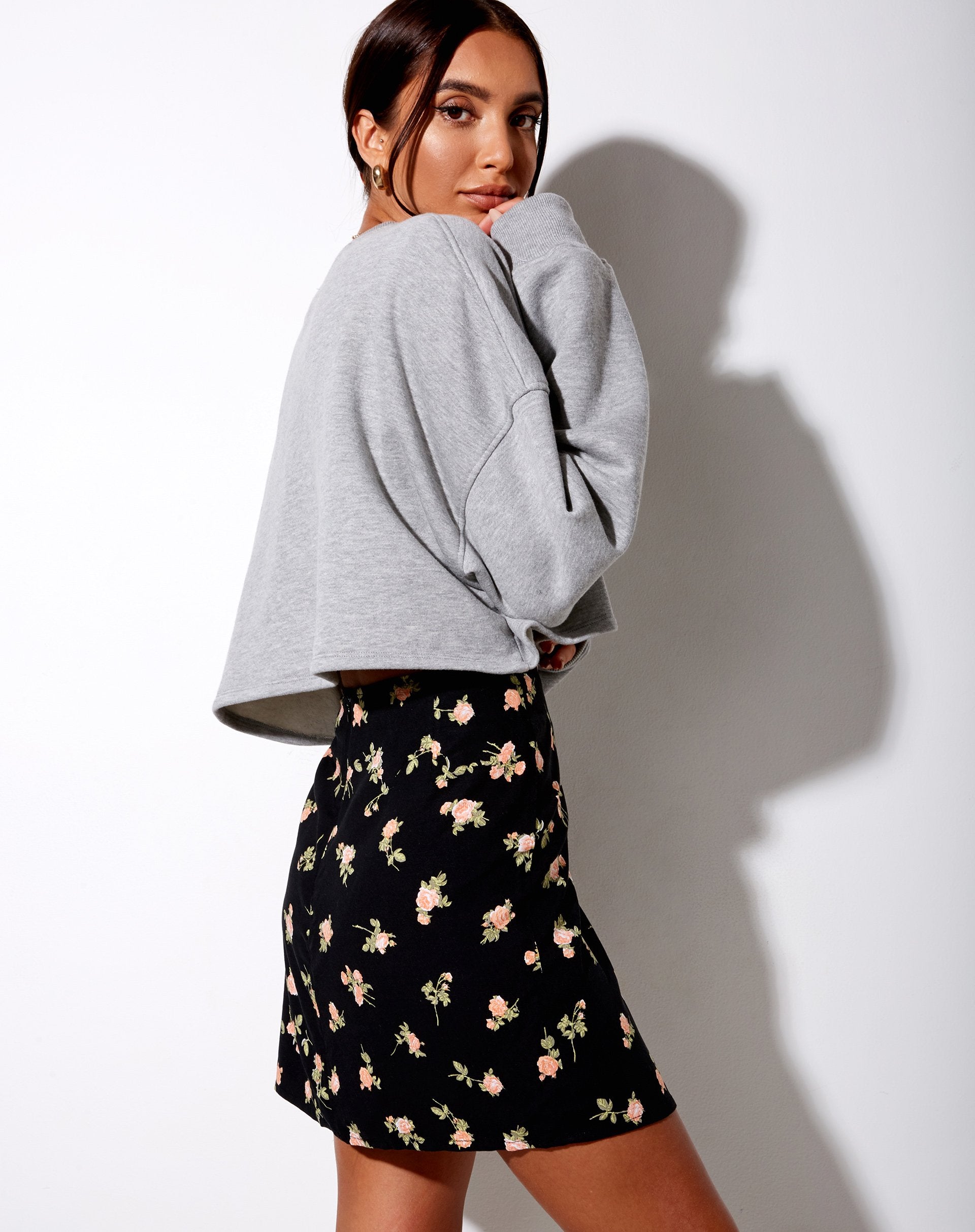 Image de la mini-jupe Sheny en Rose Garden Noir