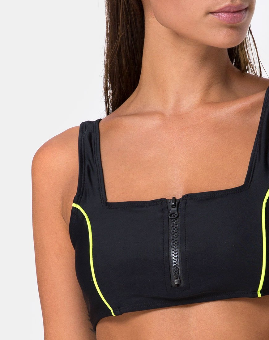 Image of Shielle Bikini Top in Black with Contrast Piping