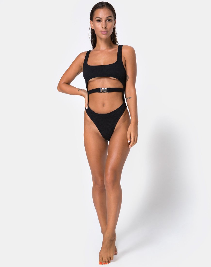 Image de Shila Maillot de bain découpé en noir Boucle