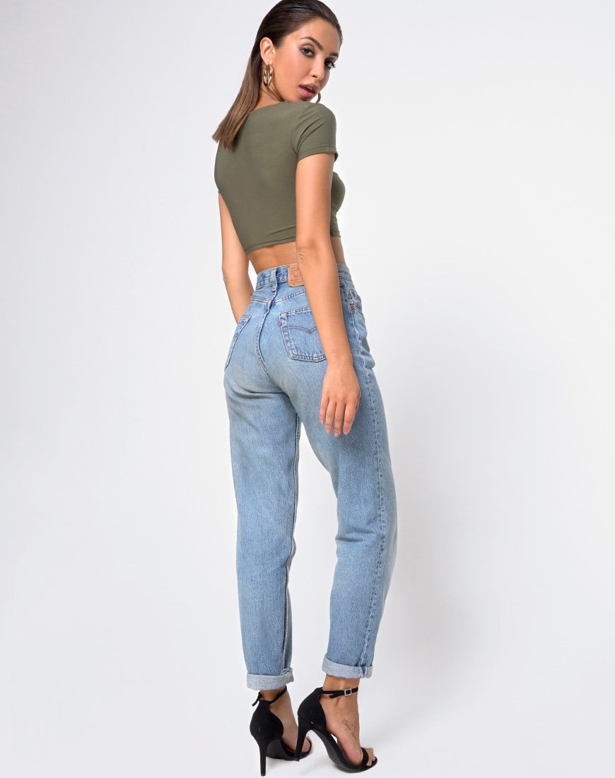 Image de Shim Cutout Crop Top in Khaki