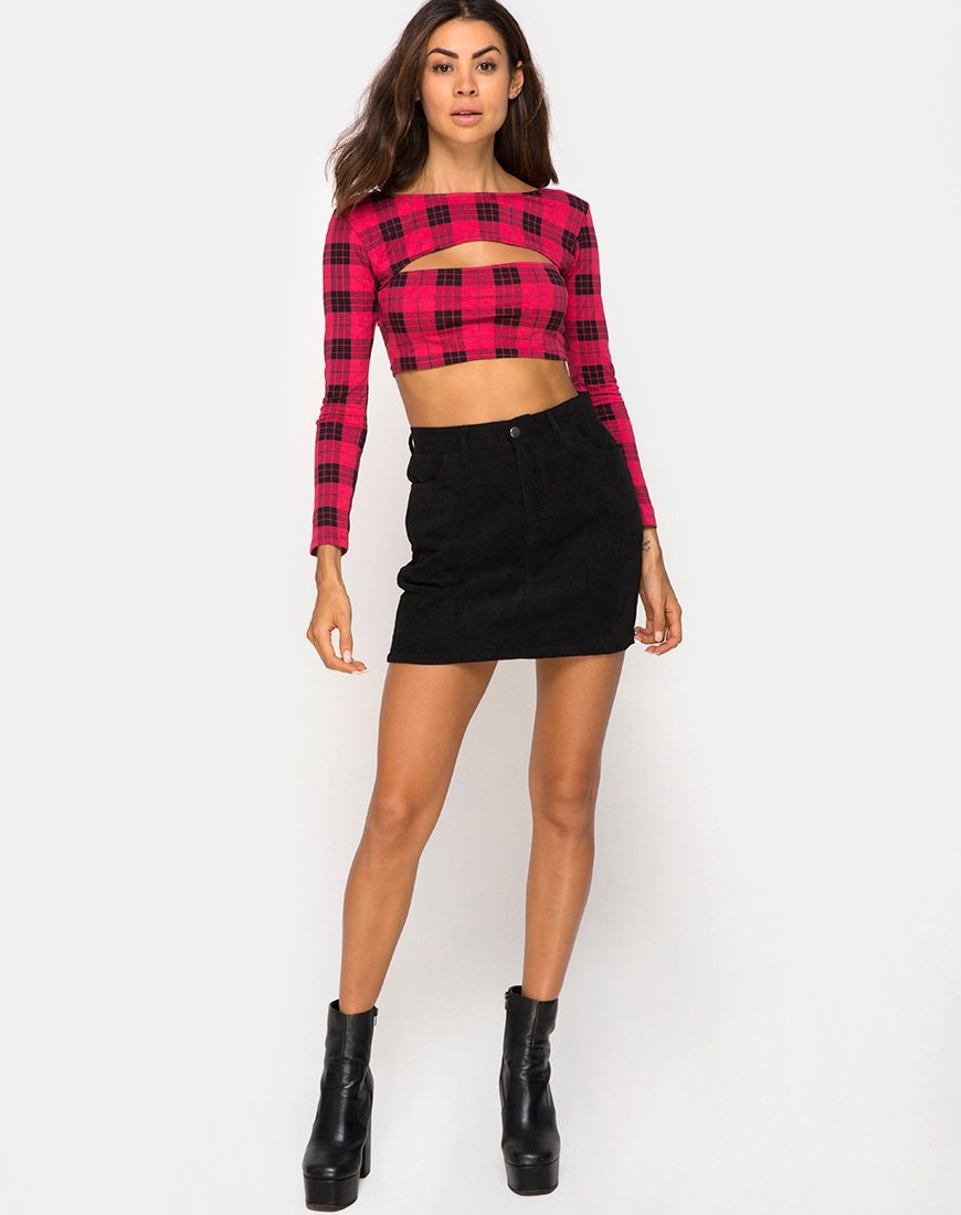 Image de Shimla Crop Top in Winter Plaid Red / Black
