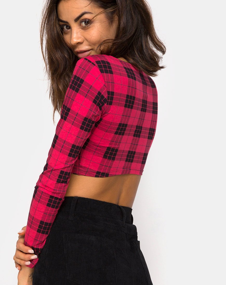 Image de Shimla Crop Top in Winter Plaid Red / Black