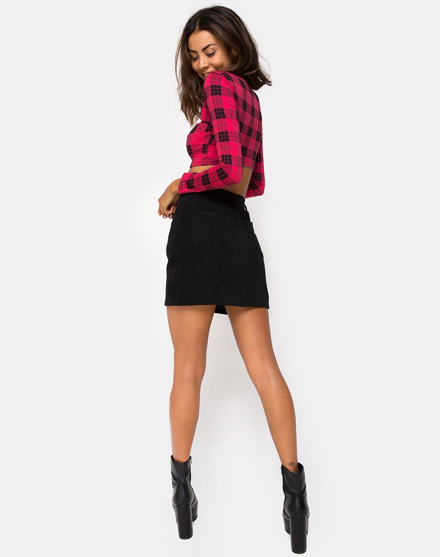 Image de Shimla Crop Top in Winter Plaid Red / Black