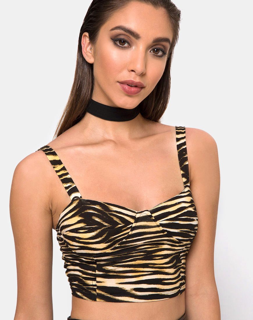 Image de Shistra Cropped Top in Zips Zebra Brown