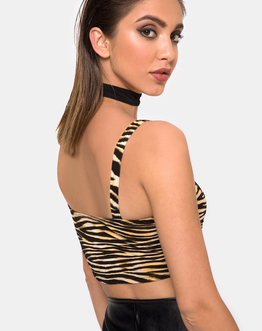 Image de Shistra Cropped Top in Zips Zebra Brown