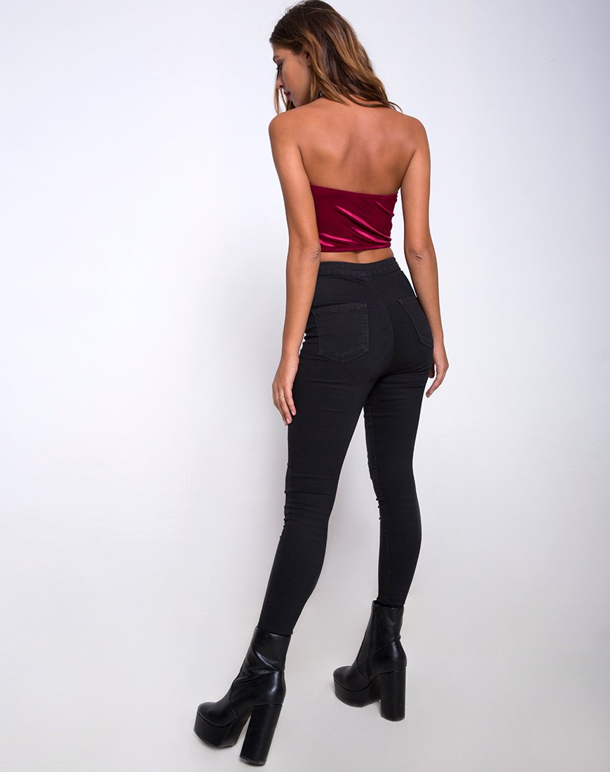 Image de Shisui Tube Top in Satin Burgundy