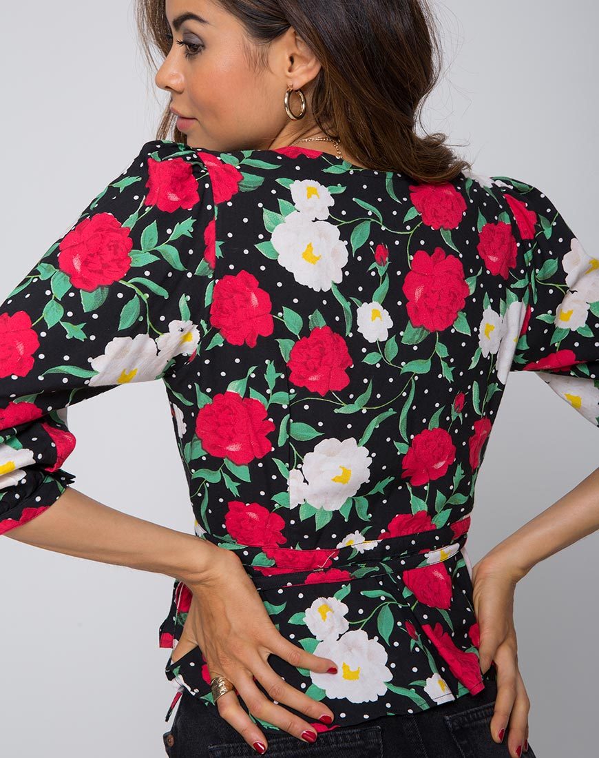 Image de Shon Wrap Top in Polka Rose Black
