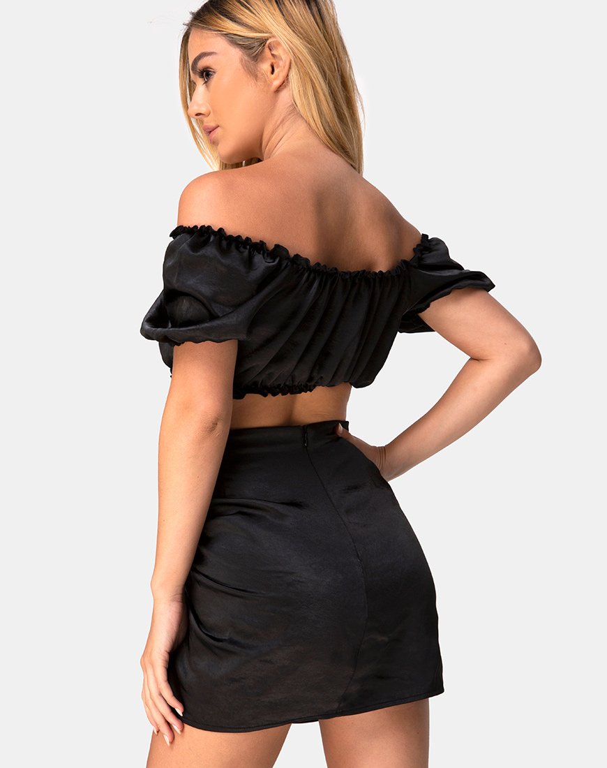 Minijupe Shoti en satin noir