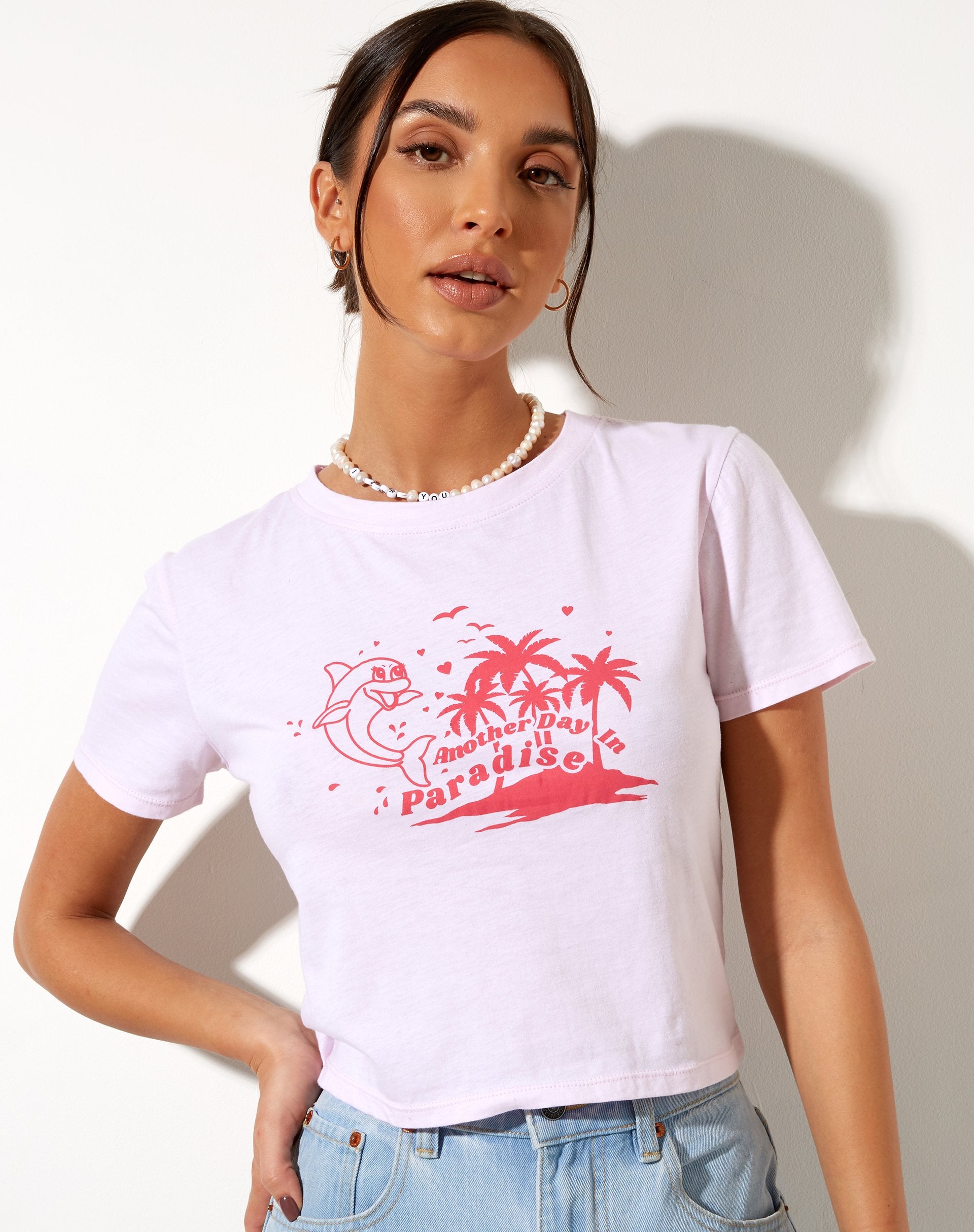 Image de Shrunk Tee en Baby Pink Paradise Dolphin