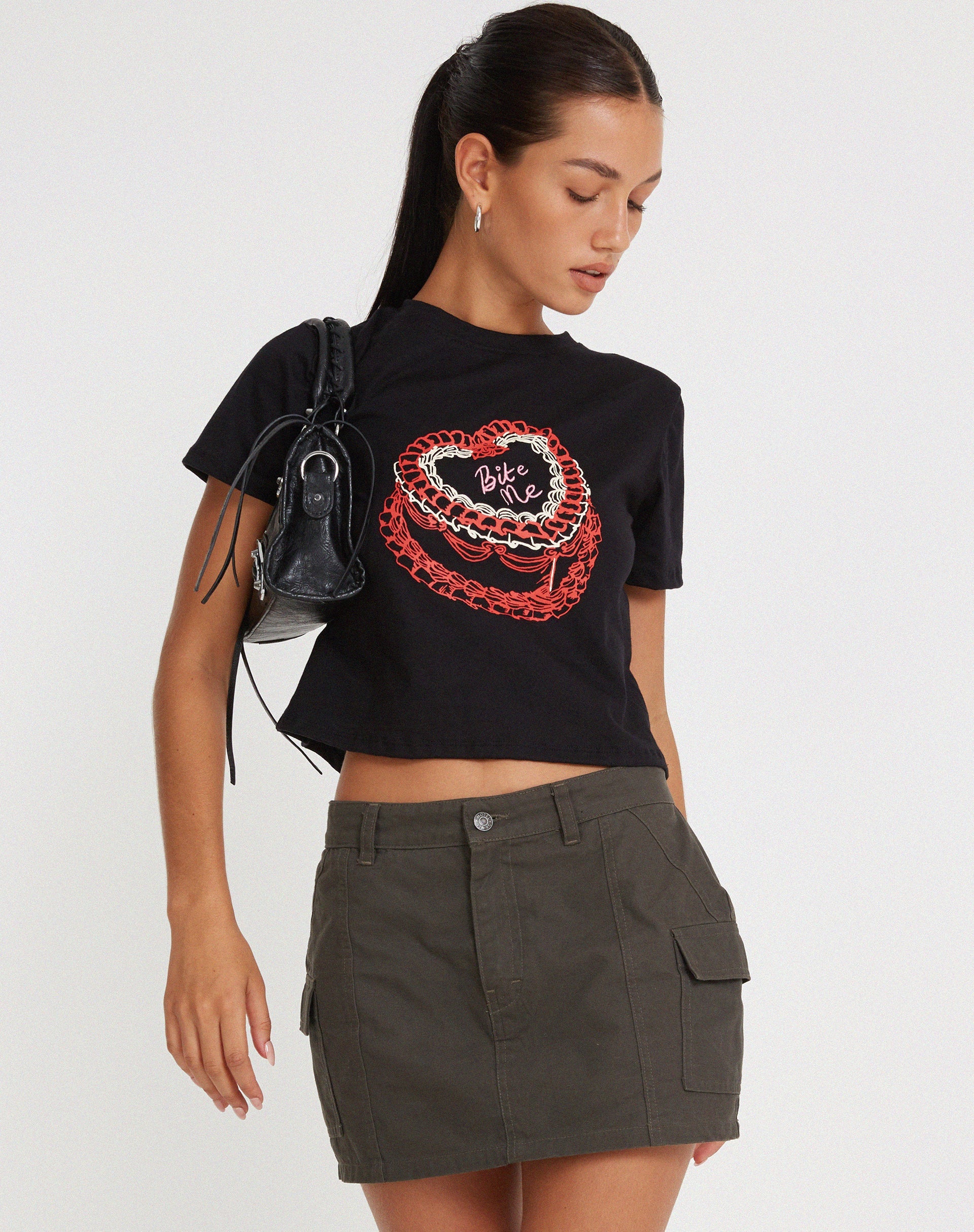 Tee-shirt Shrunk en noir Bite Me