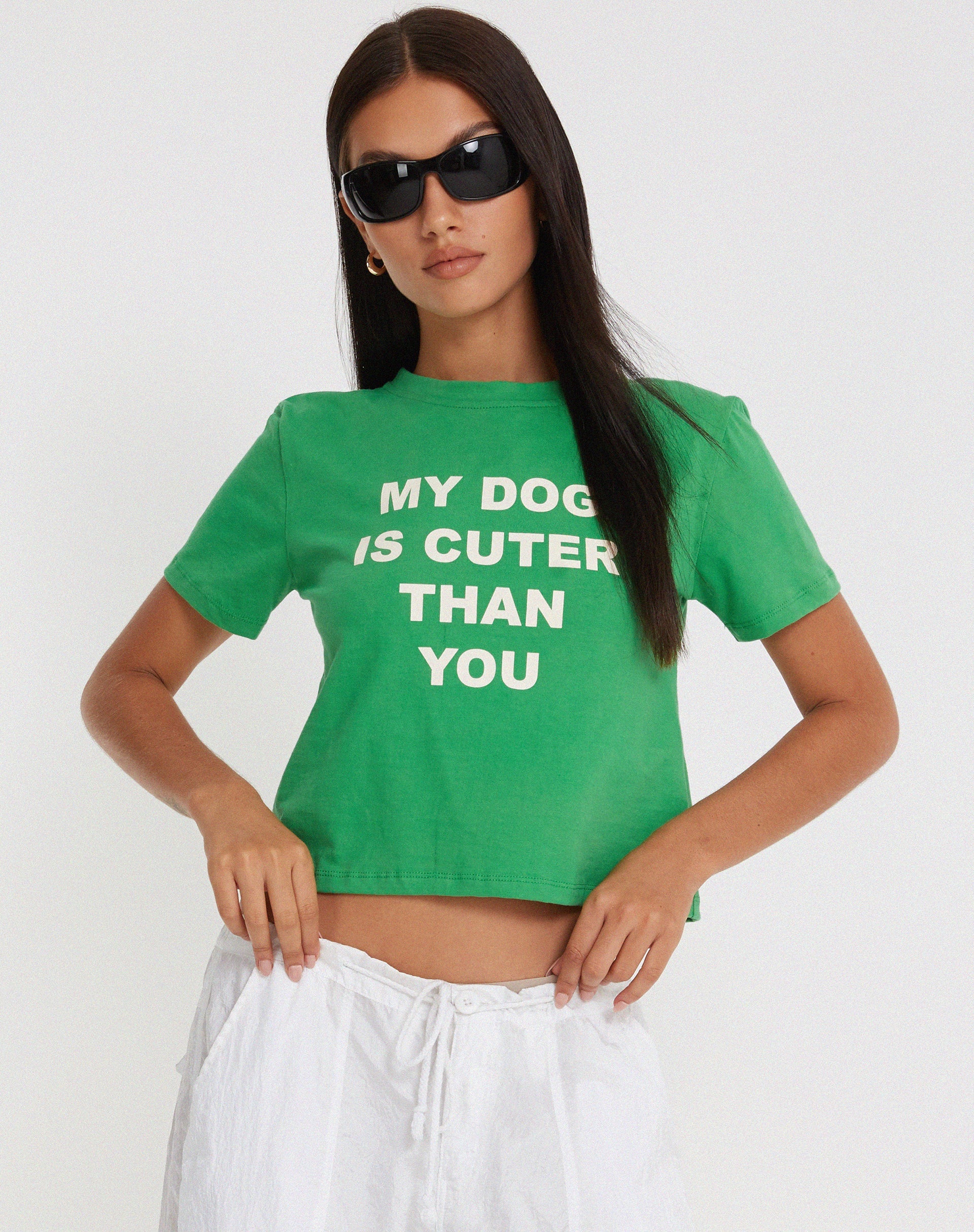 image de Shrunk Tee in Bush Green My Dog Is Cuter Than Yours