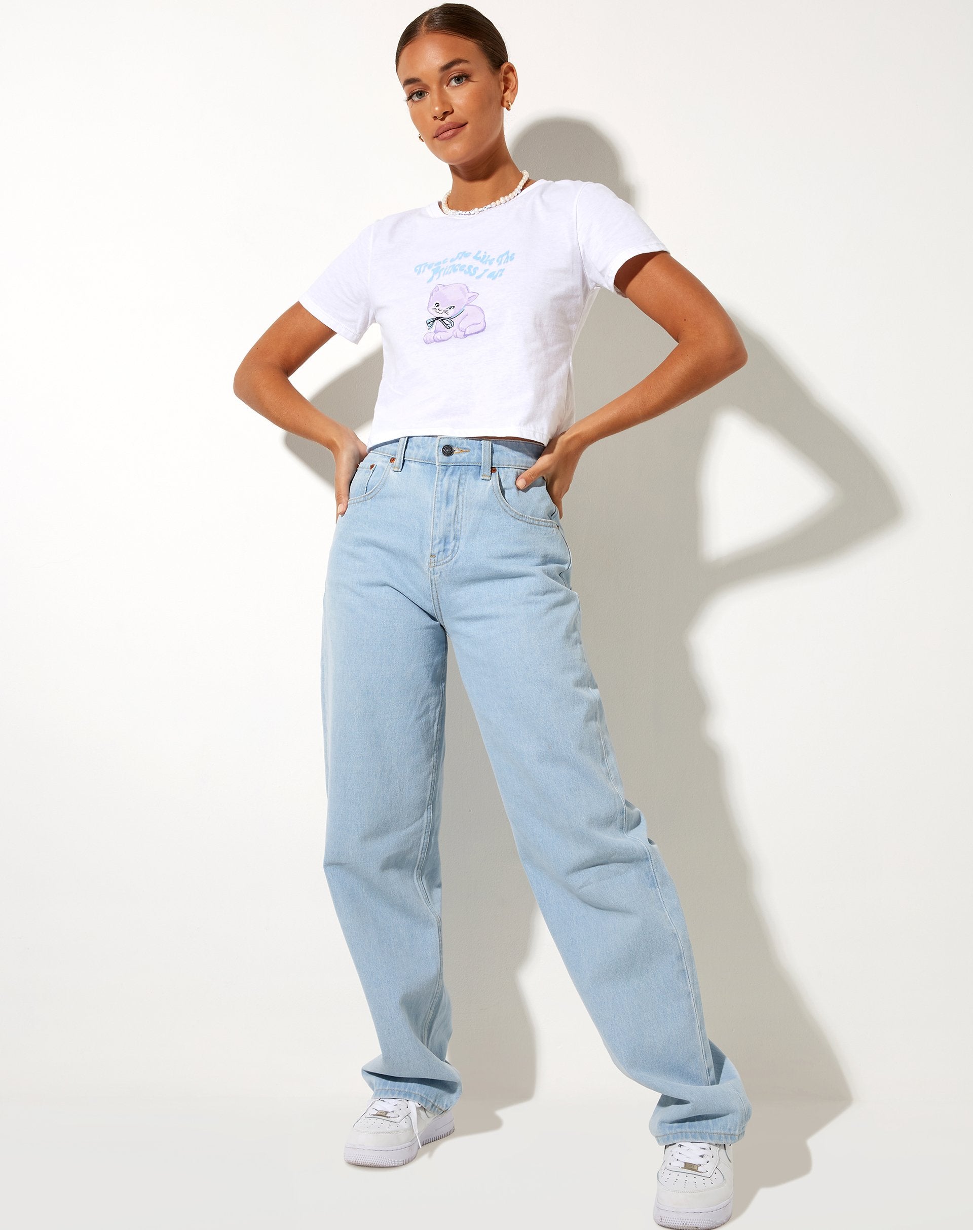 Image de Shrunk Tee in White Dreamy Kittens