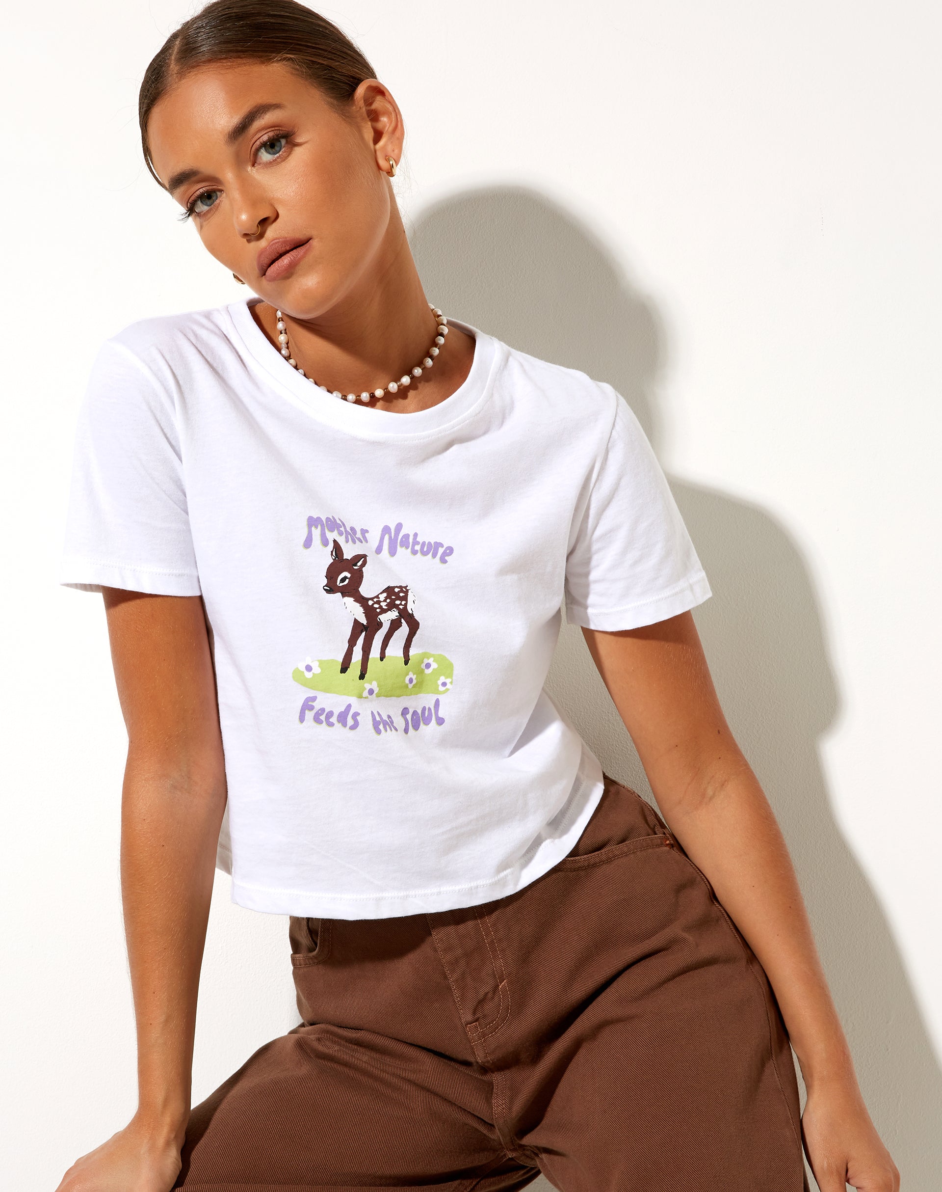 Image de Shrunk Tee in White Mother Nature